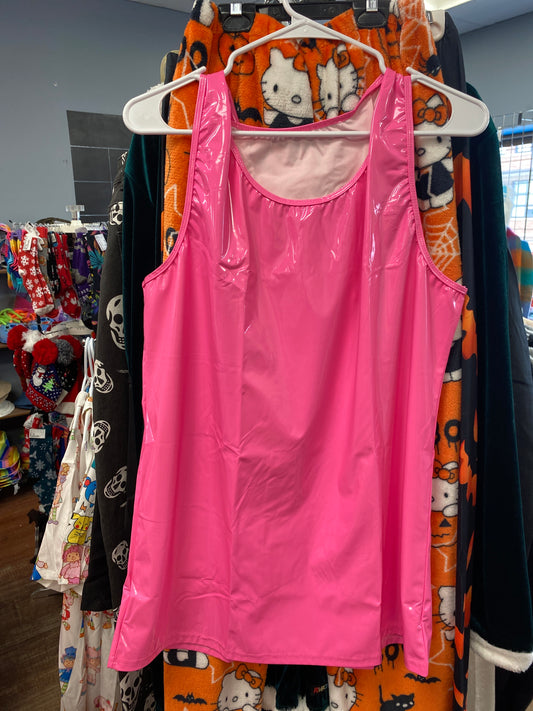 GLOSSY BRIGHT PINK TANK TOP XXL