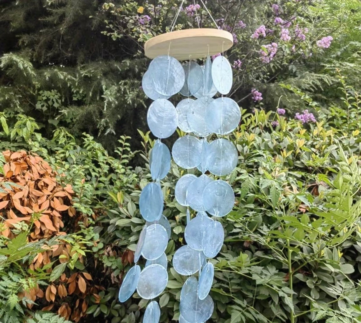 WOODEN SEA GLASS WIND CHIMES