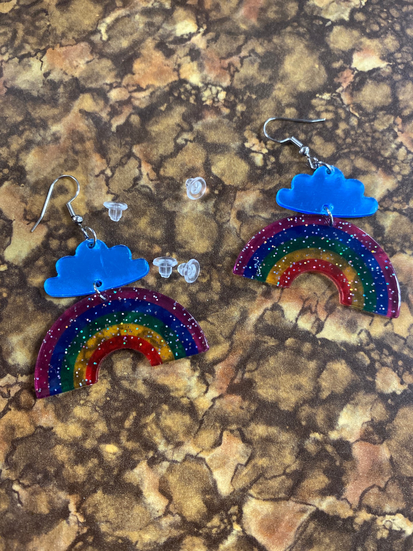 GLITTER ACRYLIC RAINBOW EARRINGS