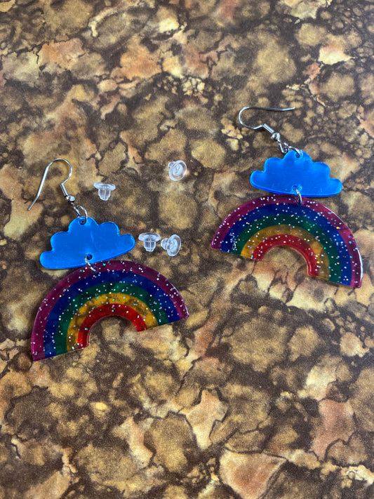 GLITTER ACRYLIC RAINBOW EARRINGS