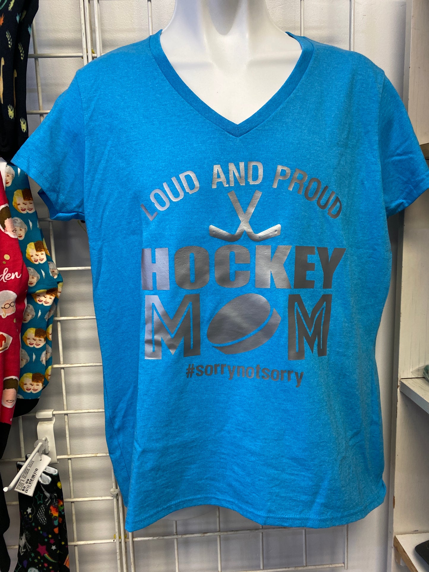 CLEARANCE BLUE HOCKEY MOM LADIES SIZE LARGE