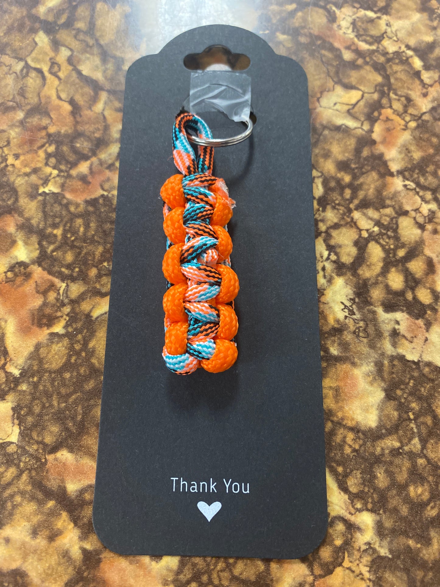 Paracord zipper pull orange mixed
