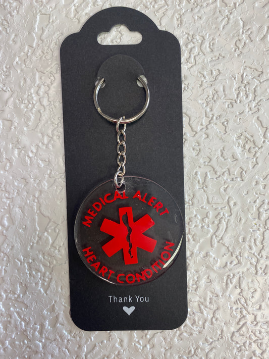 KEYCHAINS MED ALERT HEART
