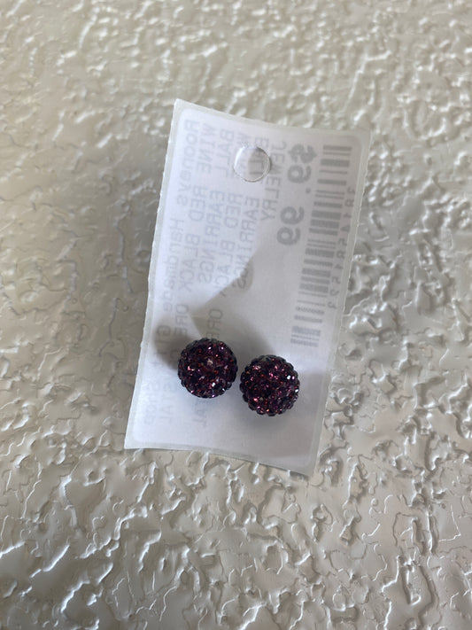 WINE RED BLACK ORE CRYSTAL BALL EARRINGS