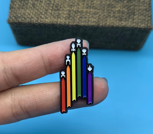RAINBOW SPACESHIP ENAMEL PIN