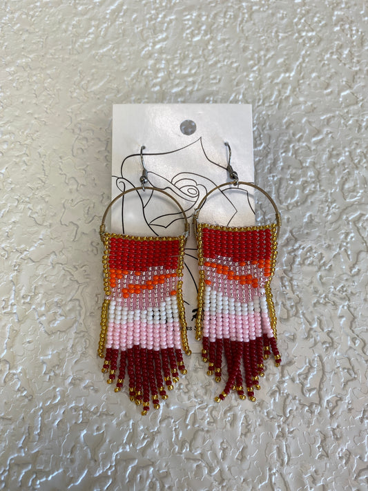 LESBIAN KISS FLAG BEADED EARRINGS
