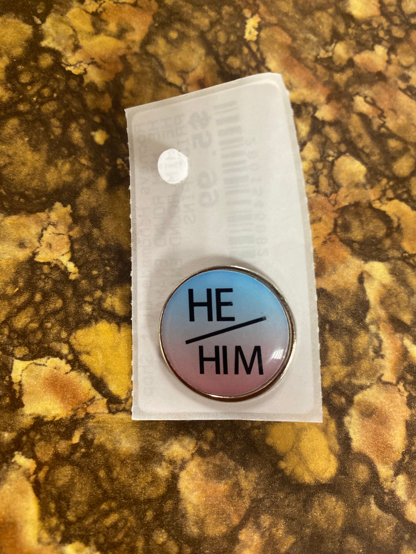 HE HIM ROUND ENAMAL PIN