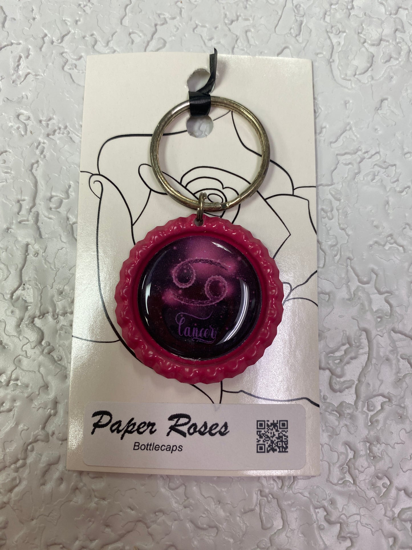 PINK CANCER BOTTLE CAP KEYCHAIN