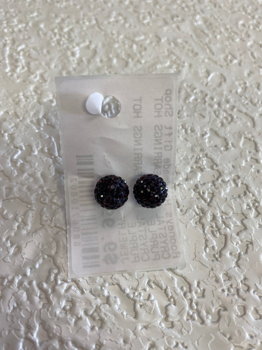 CRYSTAL BALL EARRINGS HOT PURPLE