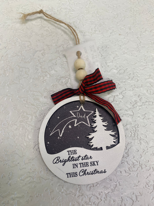 BRIGHT STAR IN THE SKY WOOD ORN