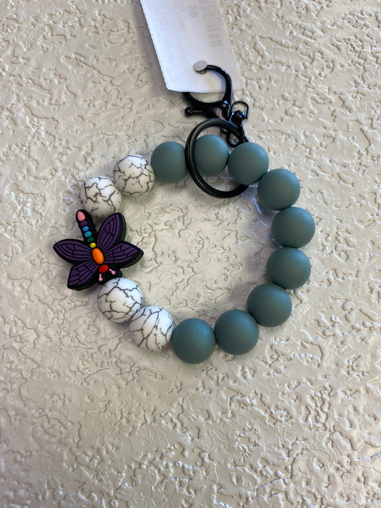 SILICONE CYAN DRAGONFLY KEYCHAIN BRACE