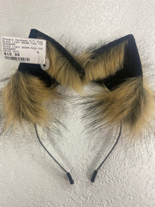 BLACK LIGHT BROWN FAUX FUR HEADBAND