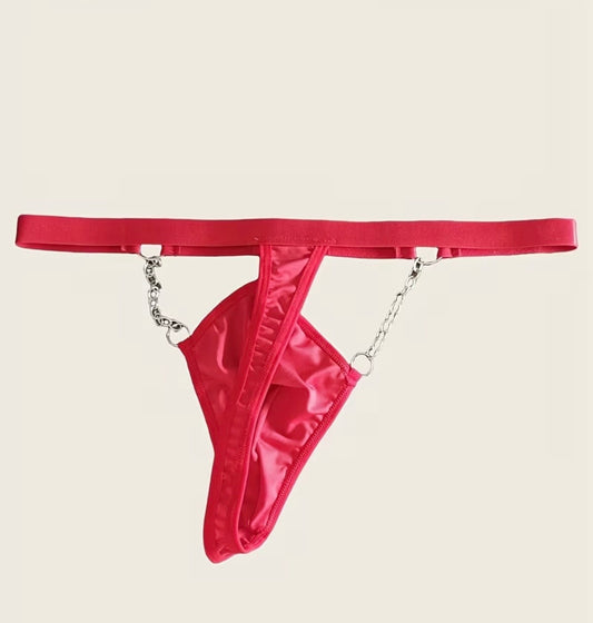 MENS HEART SHAPED THONG WITH CHAIN