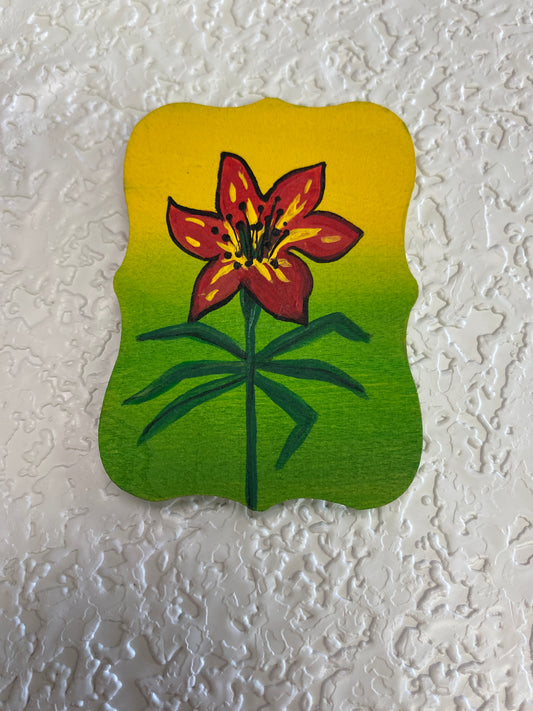 MAGNET SASK LILY YELLOW GREEN REC