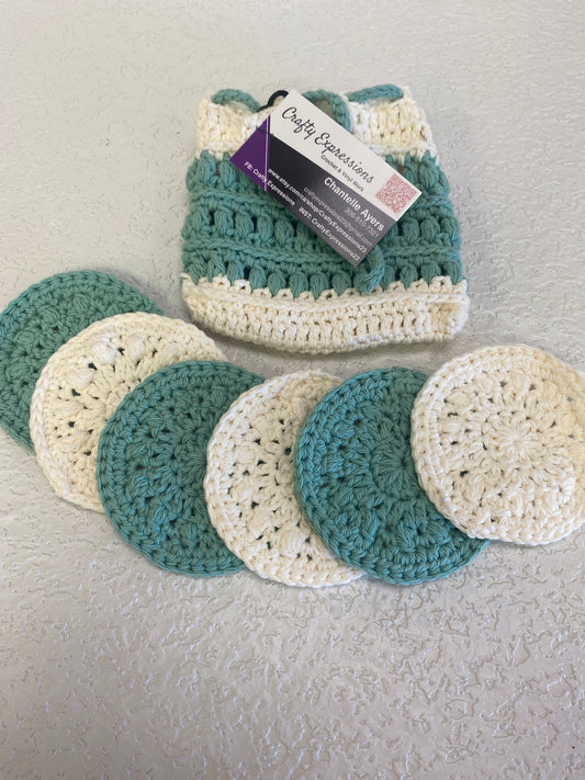 6 PACK MAKE UP PADS W BAG MINT WHITE