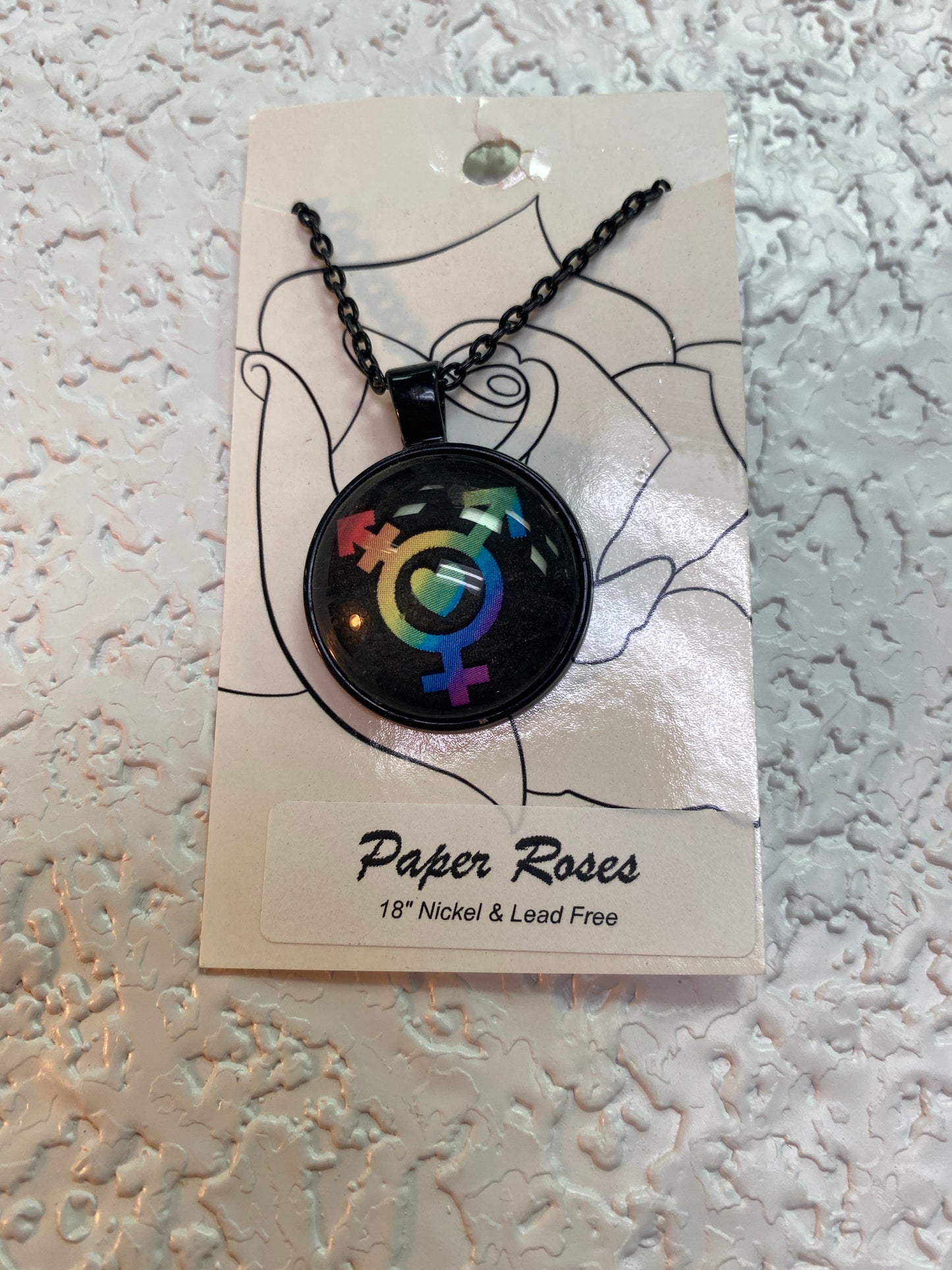 RAINBOW SYMBOLS BLACK NECKLACE