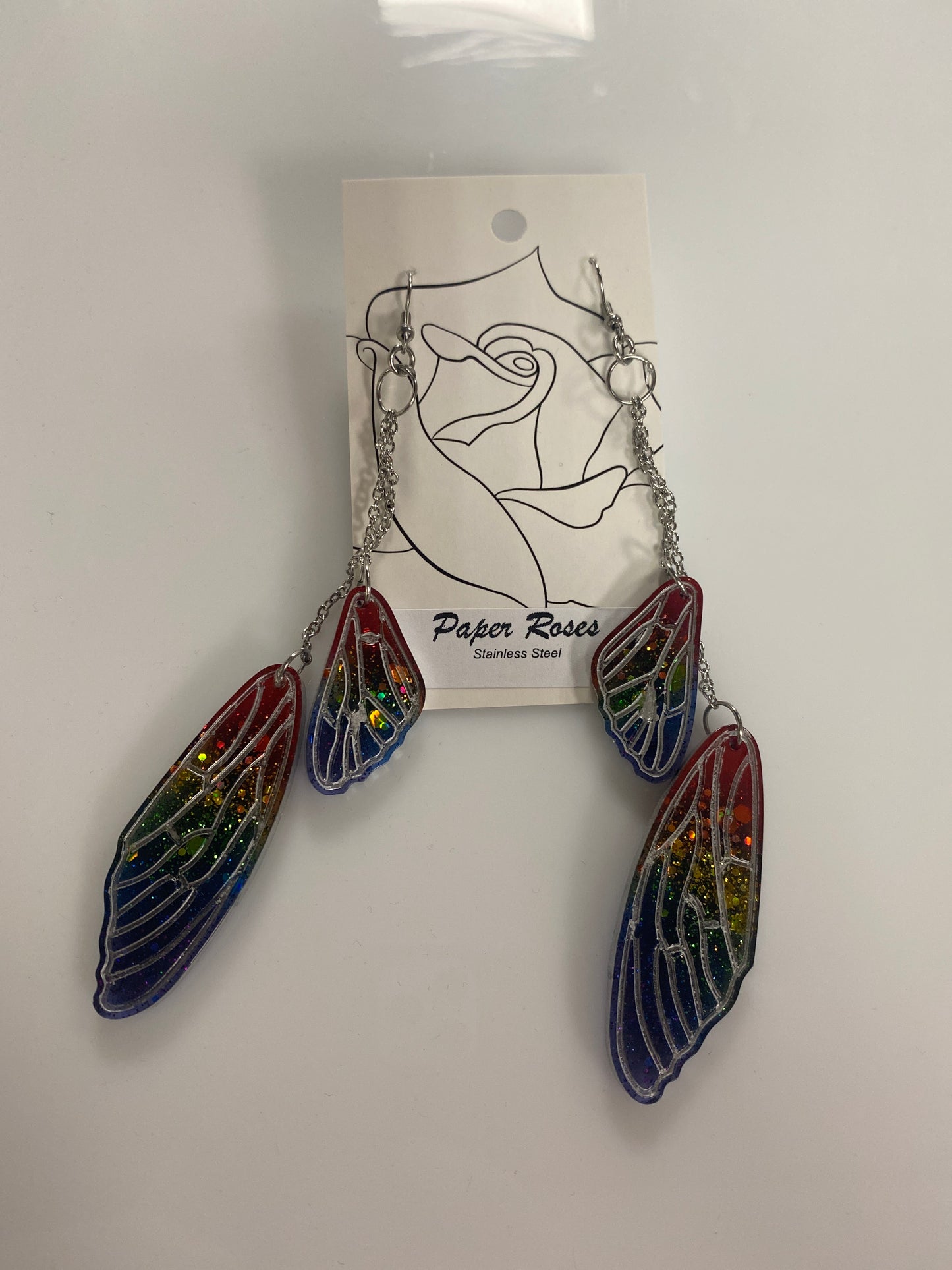 RAINBOW WINGS DANGLING EARRINGS