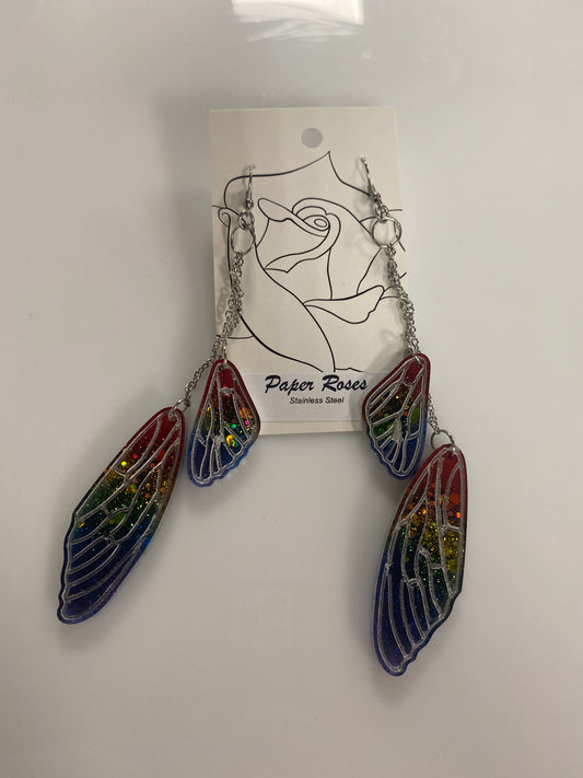 RAINBOW WINGS DANGLING EARRINGS