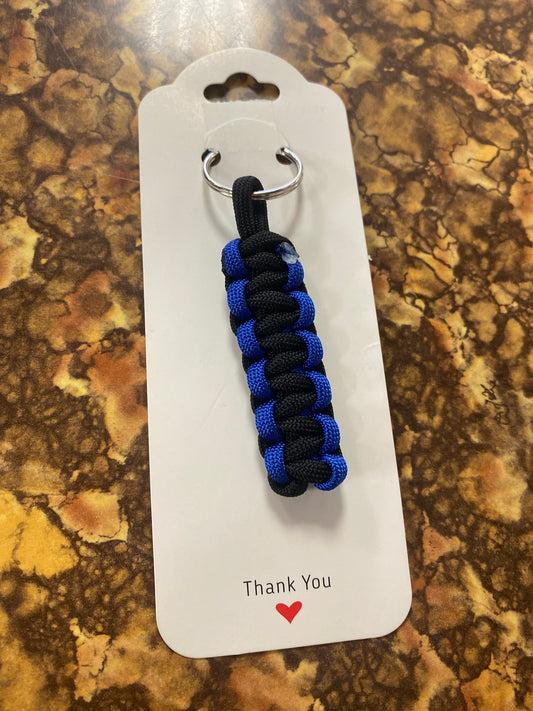 Paracord keychain zipper pull black blue