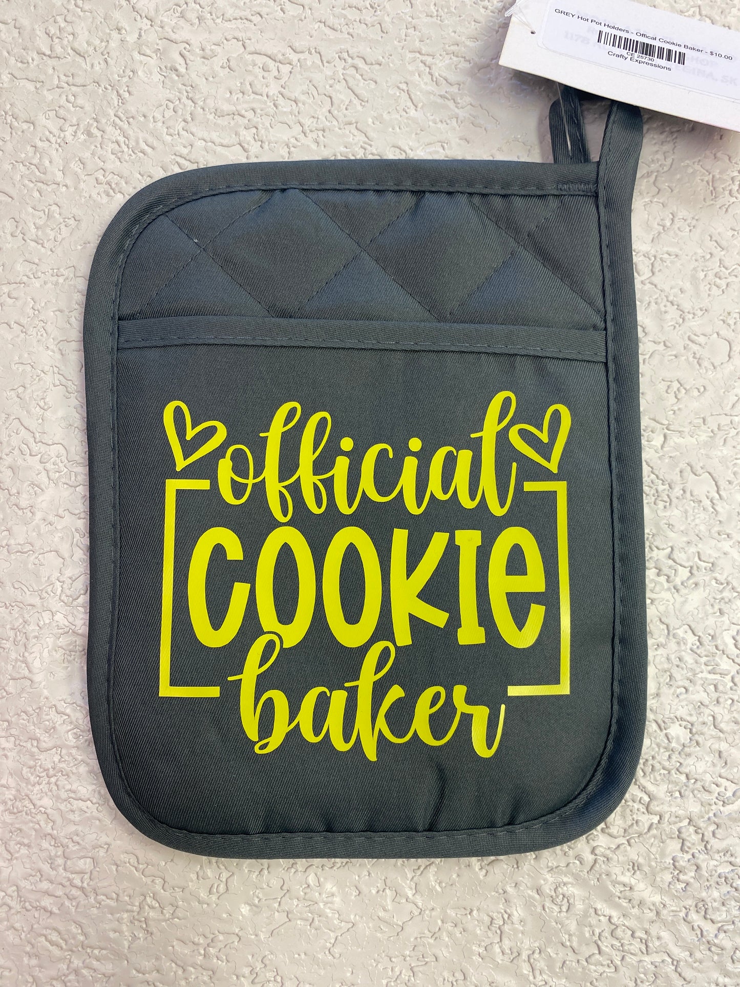 GREY HOT POT HOLDER OFFICIAL COOKIE BAKER