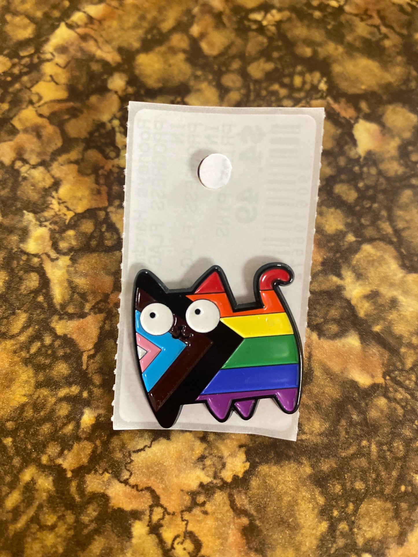 PROGRESS FLAG CAT ENAMAL PIN