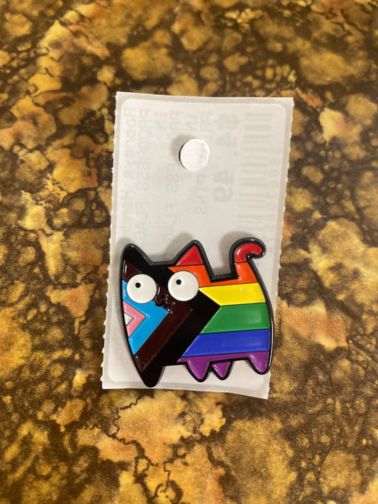 PROGRESS FLAG CAT ENAMAL PIN