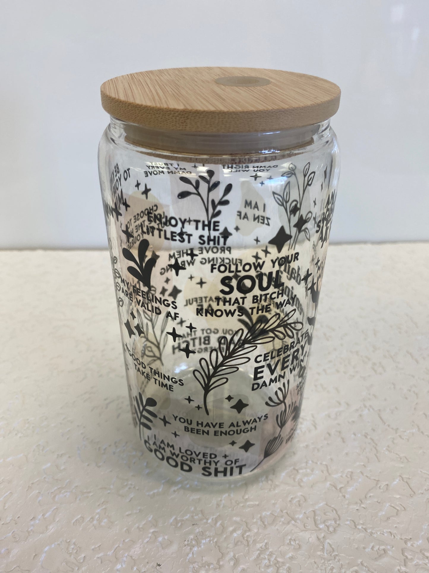 GLASS BOTTLE ENCOURAGE CLEAR