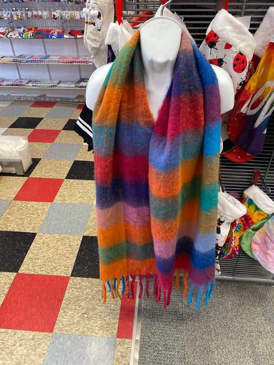 VIBRANT RAINBOW PLAID SCARF