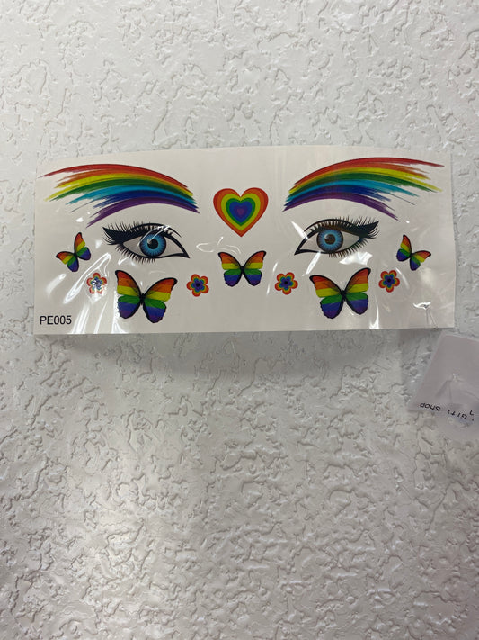 PRIDE FACE TATTOO BUTTERFLY FLOWERS