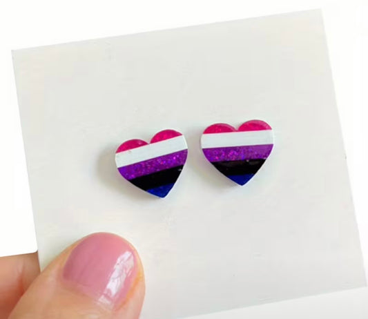 GENDERFLUID PRIDE HEART EARRINGS