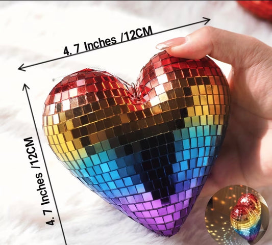HEART SHAPED RAINBOW DISCO BALL