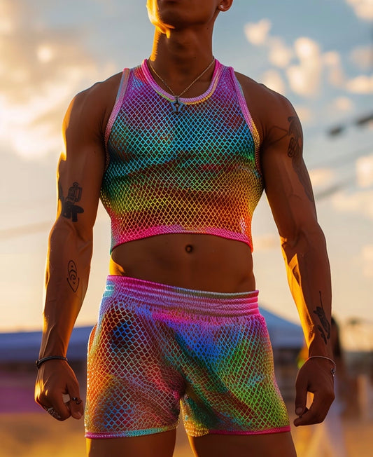 RAINBOW SHEER TANK AND SHORTS SET