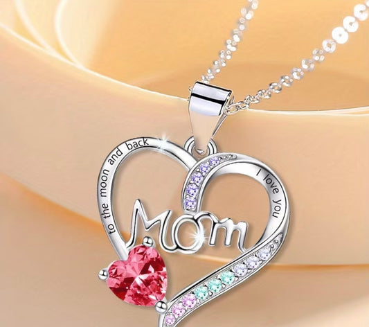 MOM HEART NECKLACE RED HEART
