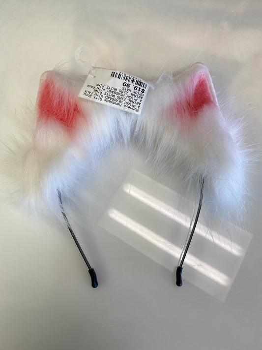 A PLUSH HEADBAND WITH FAUX ANIMAL EARS WHITE PINK