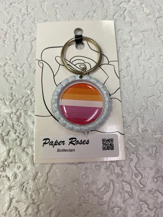 LESBIAN PRIDE BOTTLE CAP KEYCHAIN