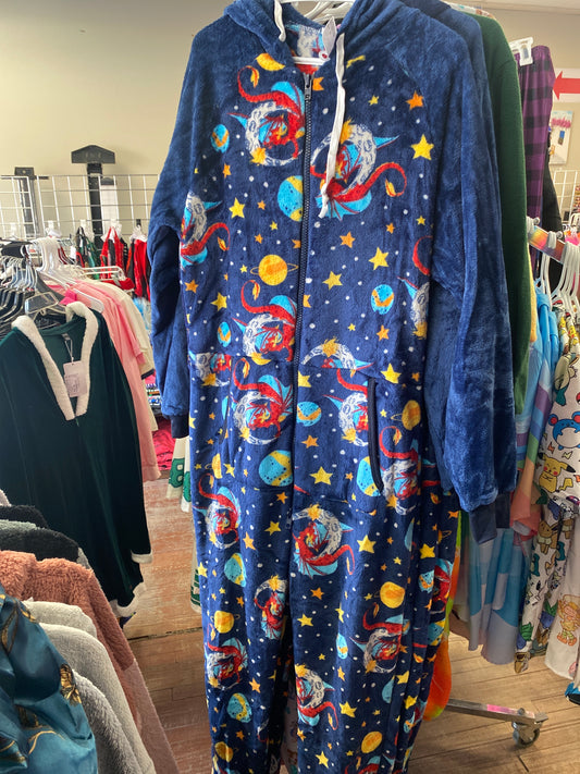 PLUSH WARM HOODED NAVY BLUE STARRY SKY MEDIUM
