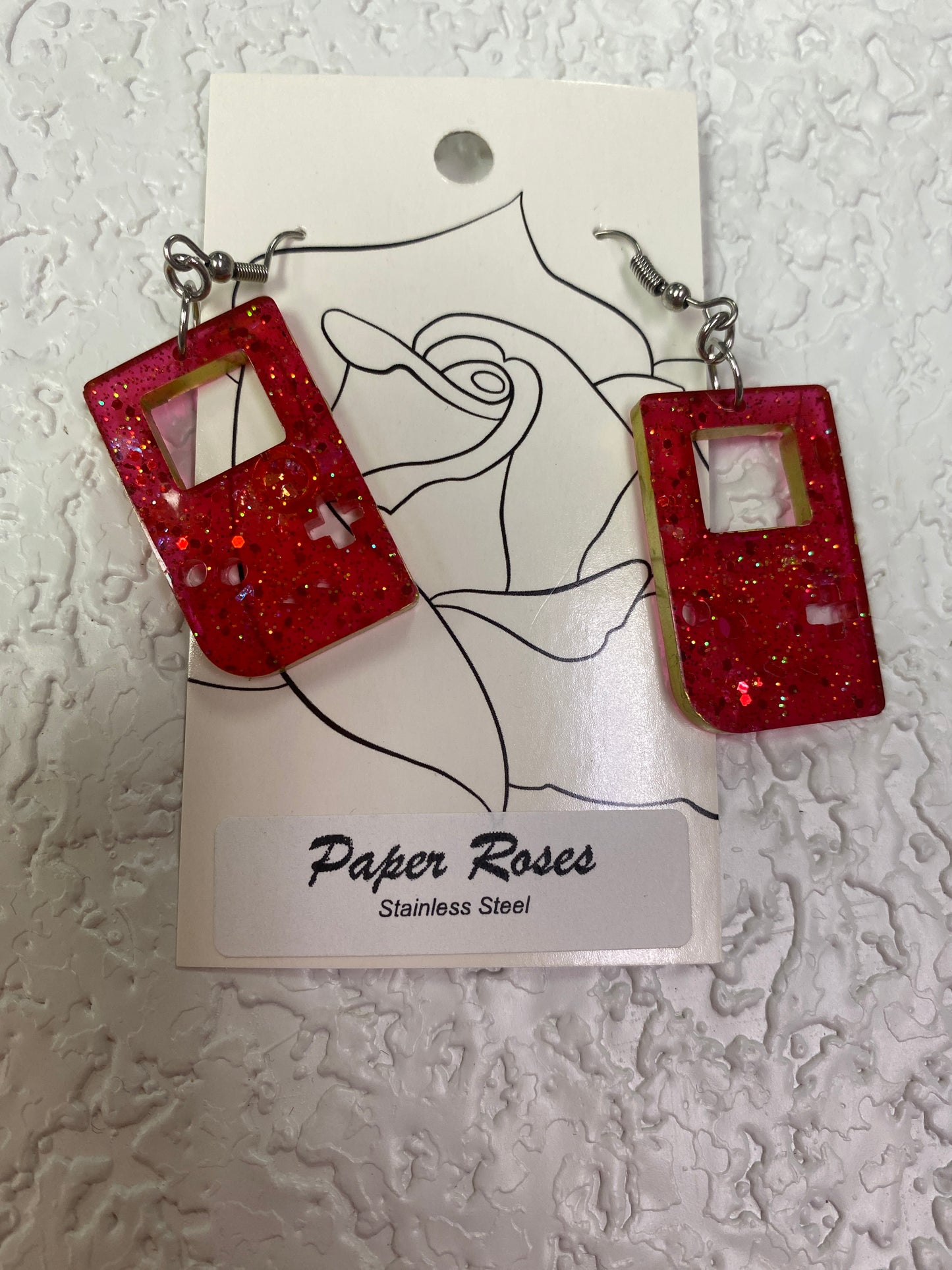 RED RETRO GAME EARRINGS