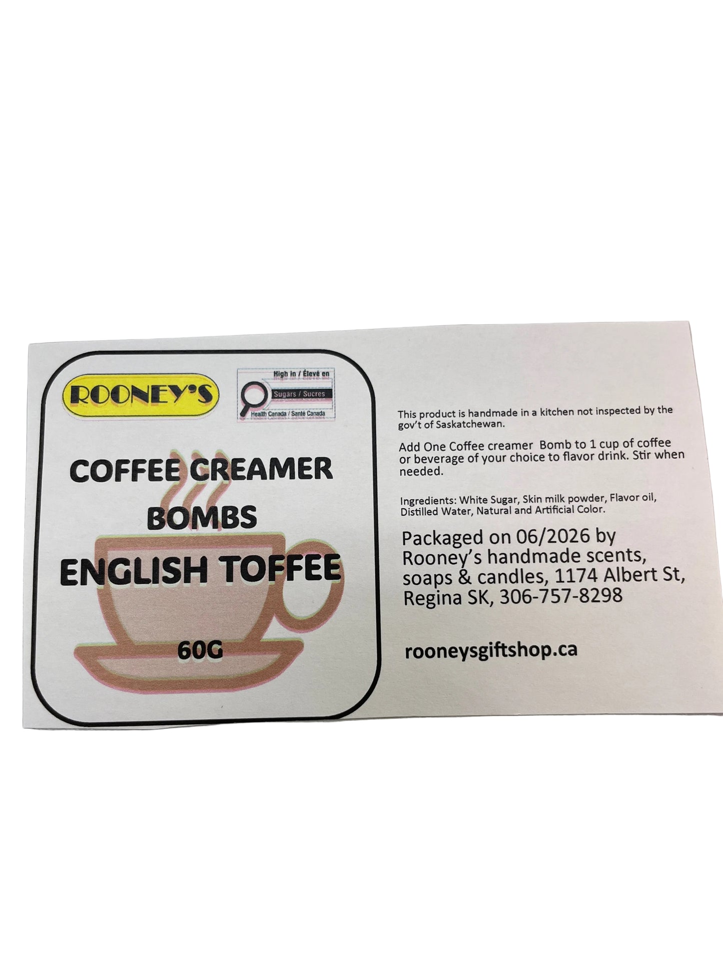 COFFEE CREAMER BOMBS ENGLISH TOFFEE 2 PACK