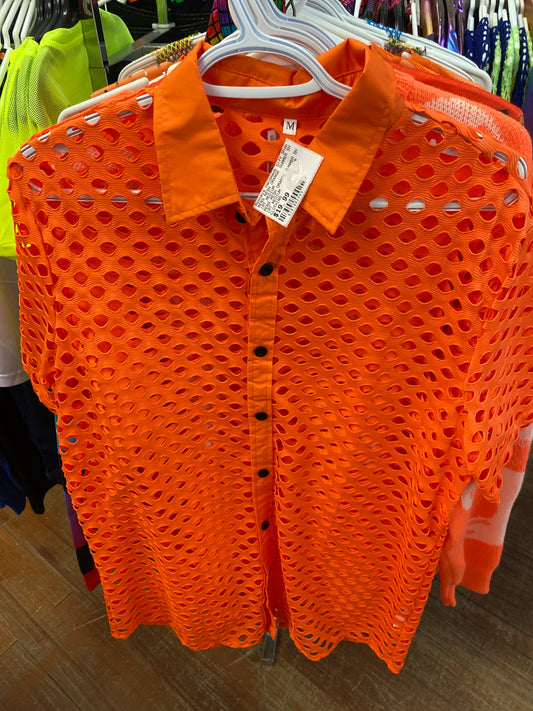 MENS MESH ORANGE SUMMER SHIRT XXL