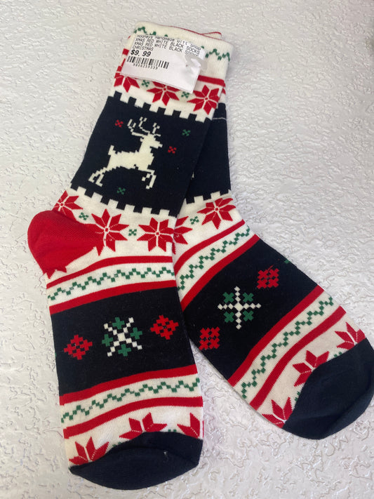 XMAS RED WHITE BLACK SOCKS