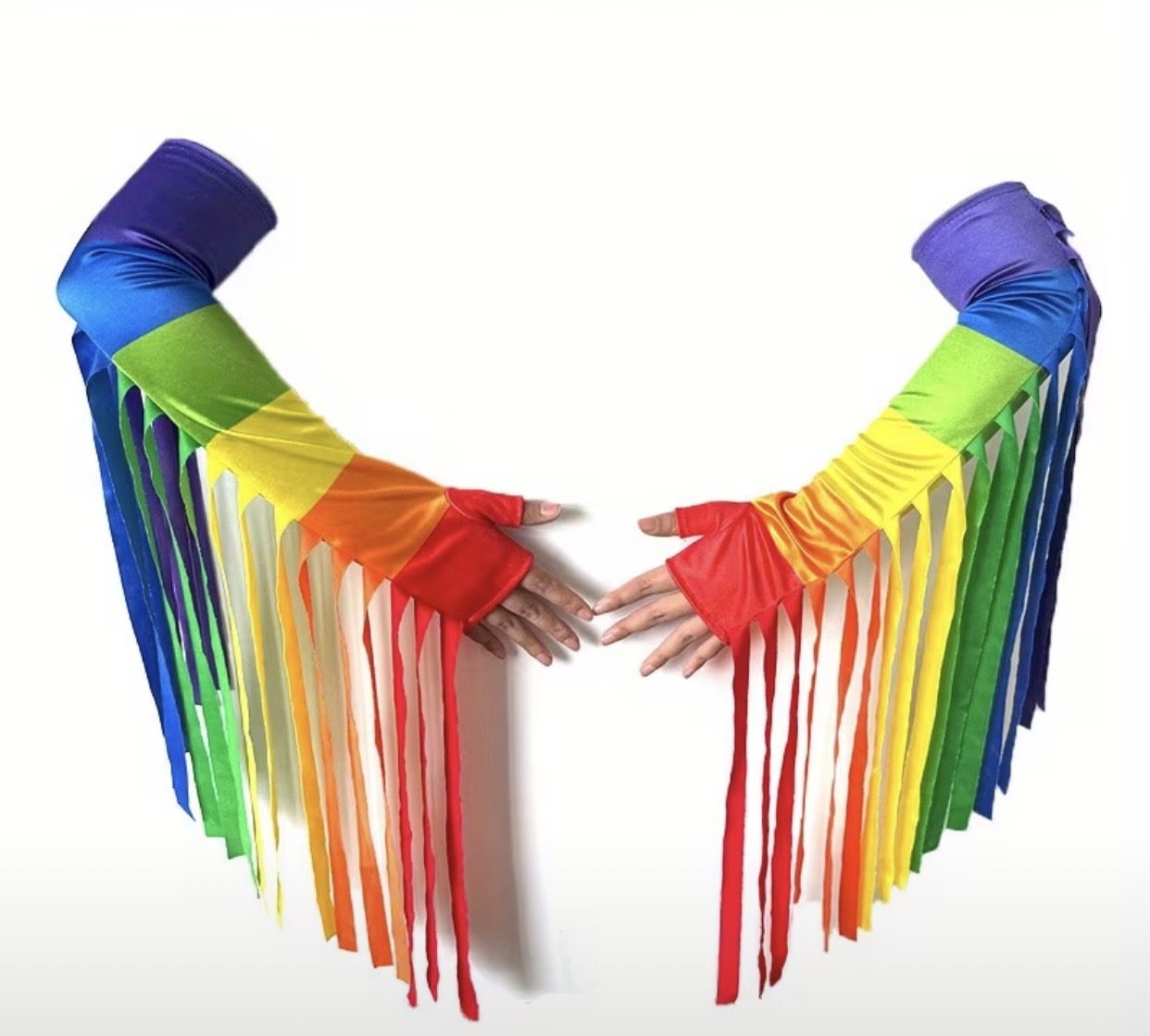 2PK RAINBOW TASSEL FLAG WAVING GLOVES