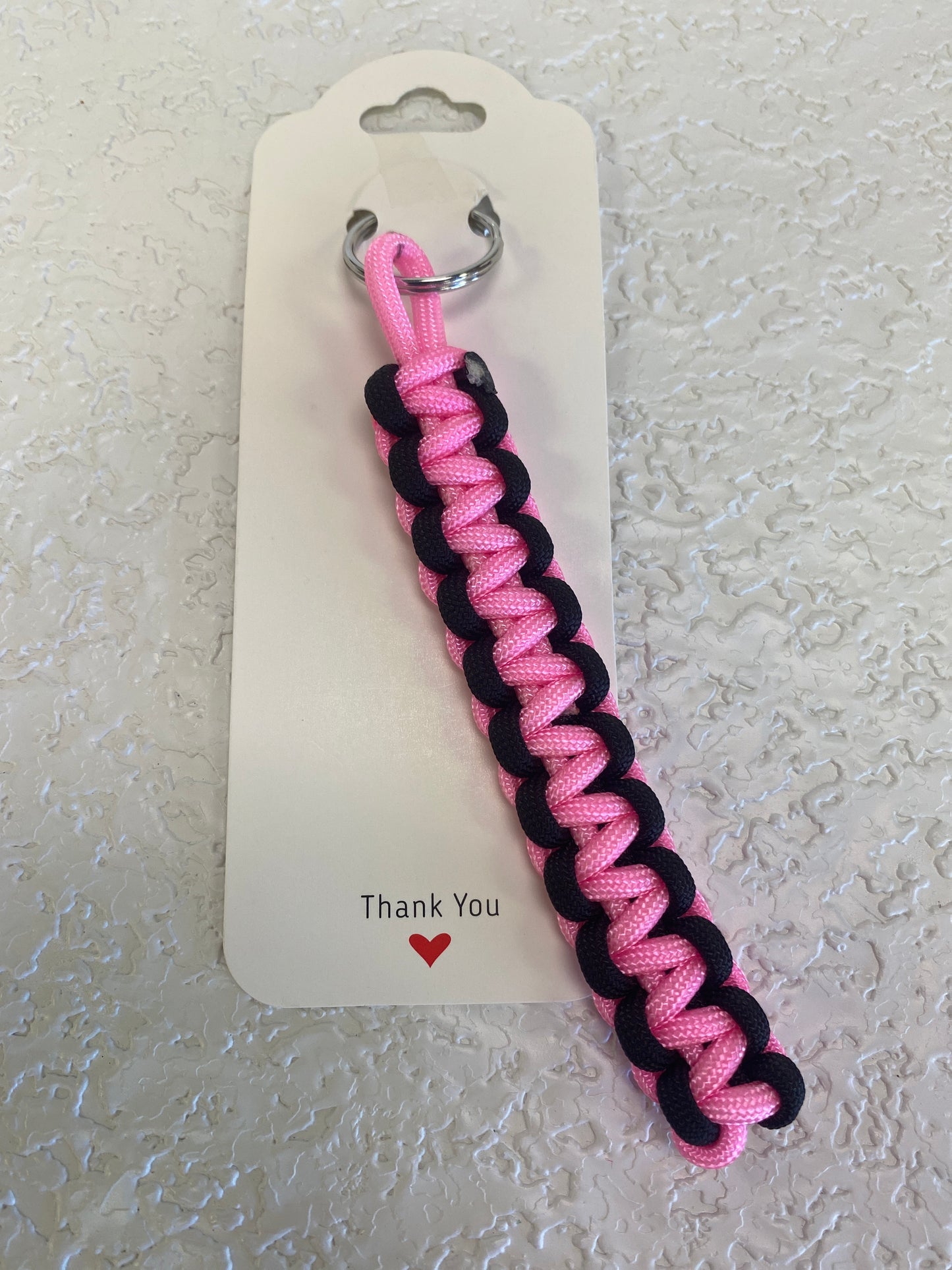 PARACORD KEYCHAIN LARGE COBRA PINK BLACK