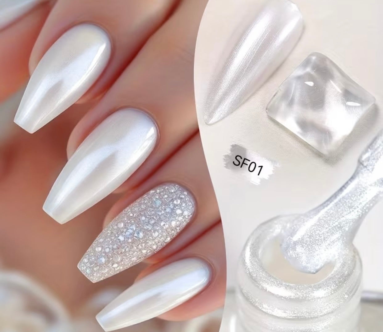 NAIL POLISH WHITE GLITTER SHINE
