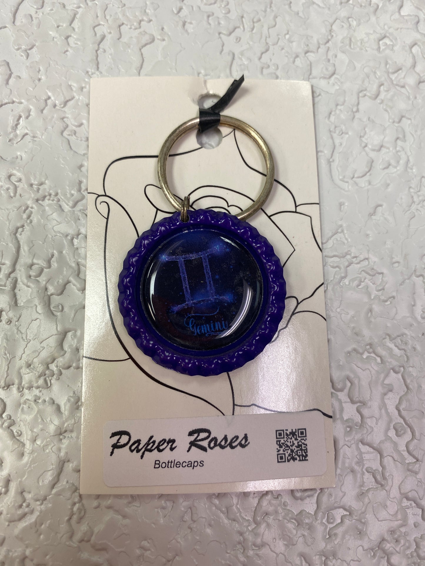 PURPLE GEM BOTTLE CAP KEYCHAIN