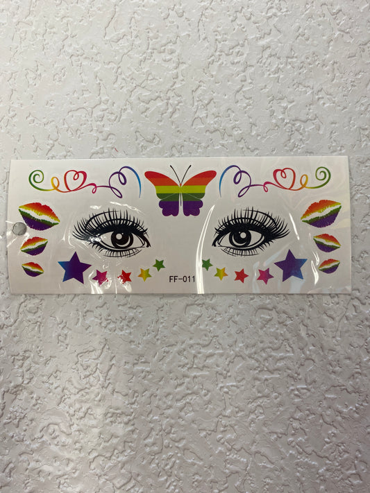 PRIDE FACE TATTOO RAINBOW LIPS AND STARS