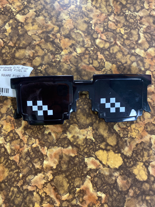 BLACK COOL SQUARE PIXEL GLASSES
