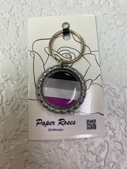 SILVER PRIDE BOTTLE CAP KEYCHAIN