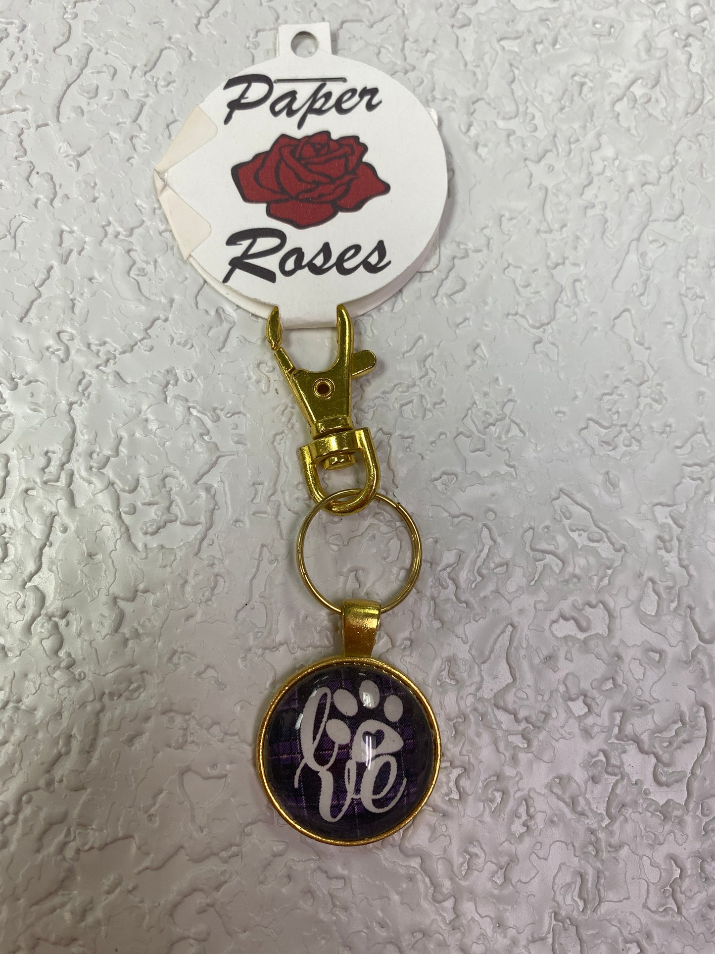 LOVE PAW PRINT GOLD KEYCHAIN