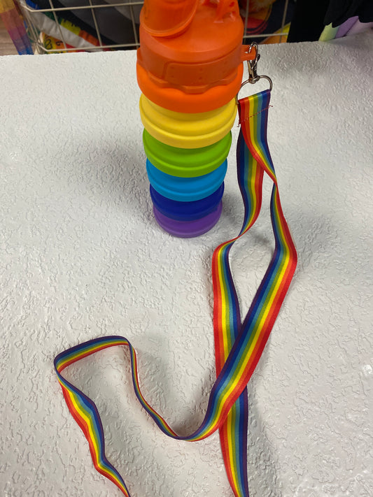 RAINBOW WATER BOTTLE EXTEND WITH LANYARD
