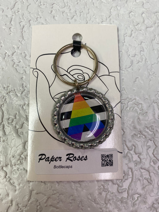SILVER PRIDE BOTTLE CAP KEYCHAIN